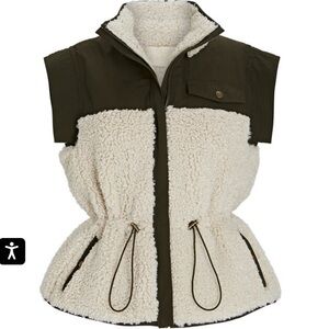 Ulla Johnson Target Vest in Green and Sherpa